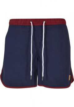 Pánske kúpacie kraťasy Urban Classics Retro Swimshorts - burgundy/midnightnavy