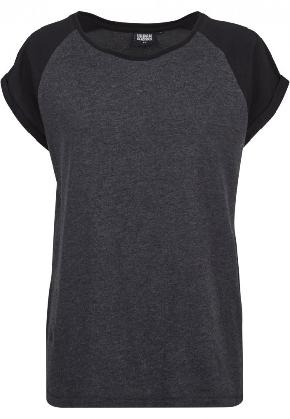 Tričko Urban Classics Ladies Contrast Raglan Tee - charcoal/black