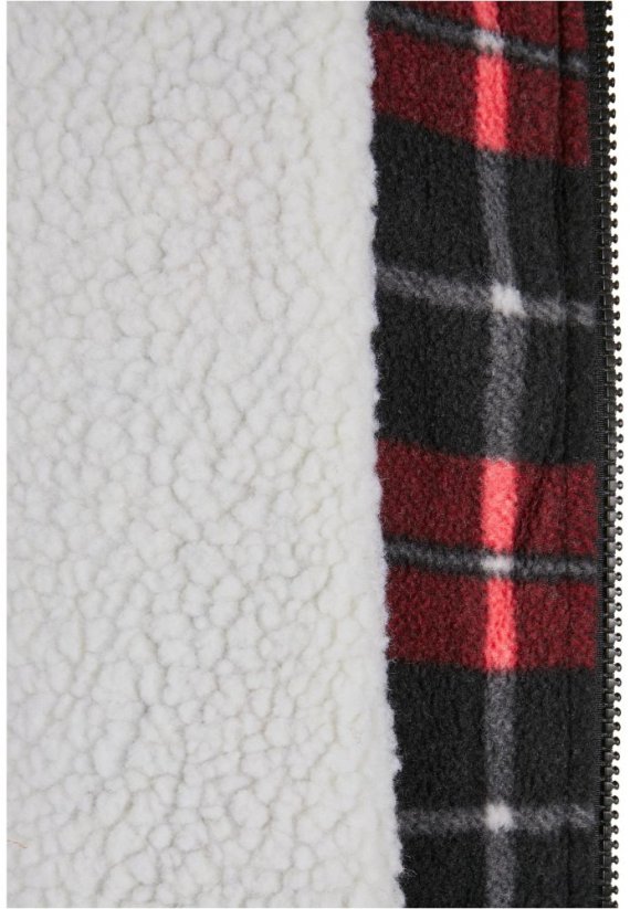 Pánská jarní bunda Urban Classics Plaid Teddy Lined - červená,černá