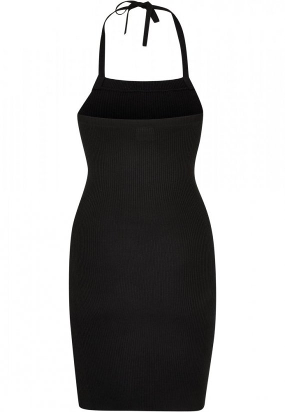 Ladies Rib Knit Neckholder Dress - black