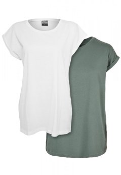Ladies Extended Shoulder Tee 2-Pack - white+paleleaf