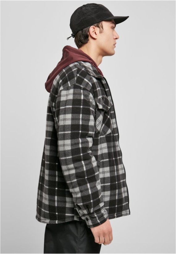 Pánska jarná bunda Urban Classics Plaid Teddy Lined - čierna, biela