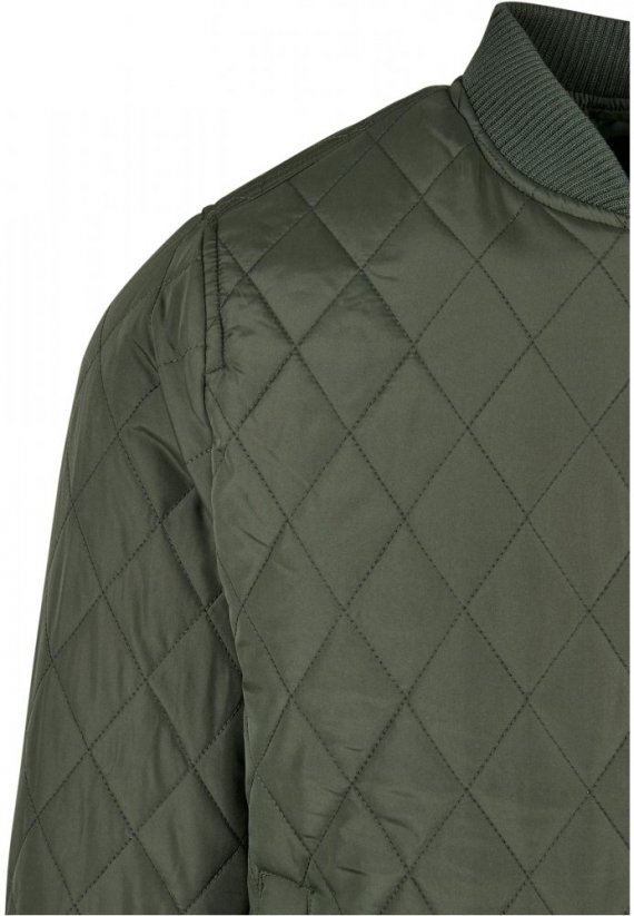 Olivová pánska bunda Urban Classics Diamond Quilt Nylon Jacket
