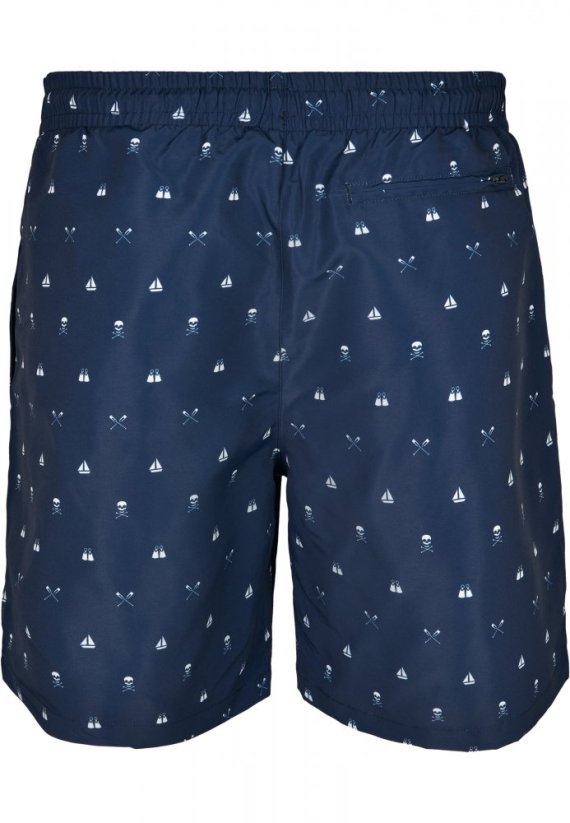 Pánske kúpacie šortky Urban Classics Pattern Swim Shorts - skullandyacht aop