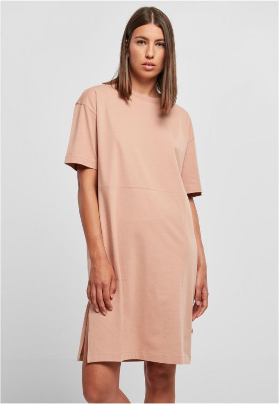 Dámské šaty Urban Classics Organic Oversized Slit Tee Dress amber