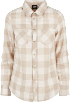 Ladies Turnup Checked Flanell Shirt - whitesand/lighttaupe