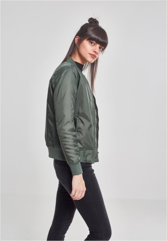 Ladies Basic Bomber Jacket  - olive
