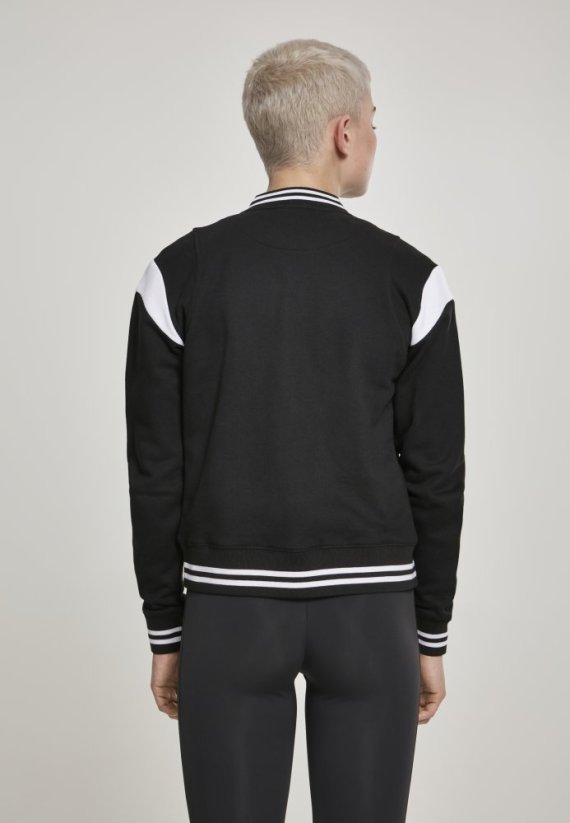 Ladies Inset College Sweat Jacket - blk/wht