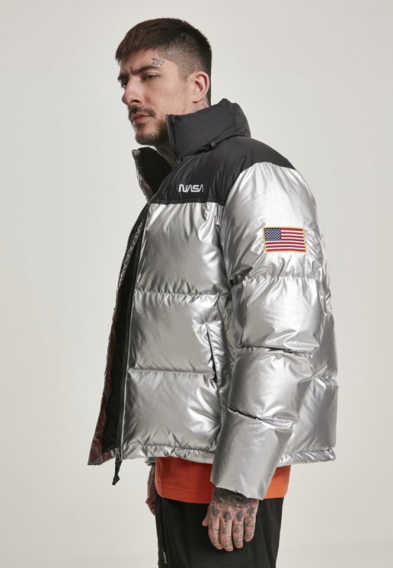 Męska kurtka zimowa Misteer Tee NASA Two - czarna, srebrna