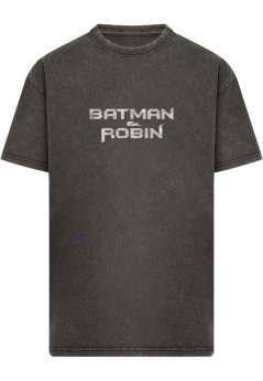 Batman & Robin Acid Wash Heavy Oversize Tee black