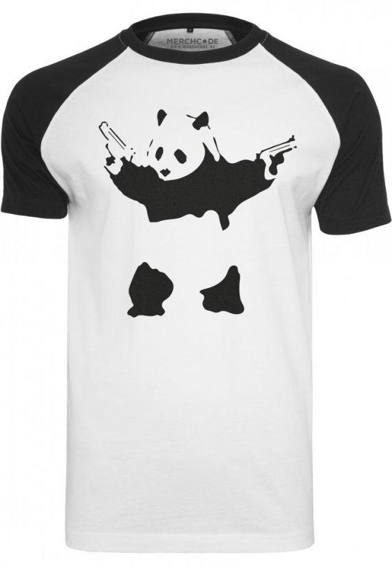Pánské tričko Brandalised - Banksy´s Graffiti Panda Raglan Tee vwhite/black