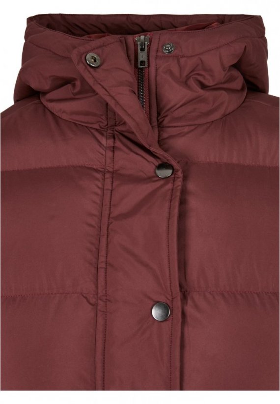 Vínová dámská zimní bunda Urban Classics Ladies Hooded Puffer Jacket