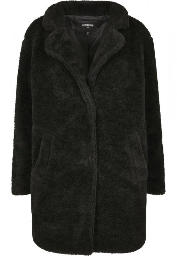 Dámský kabát Urban Classics Ladies Oversized Sherpa Coat - černý