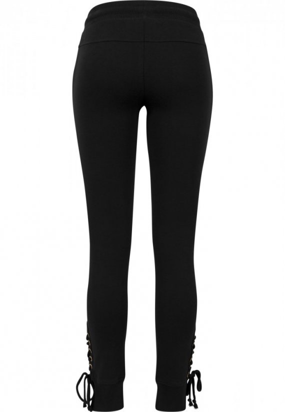 Dámske tepláky Urban Classics Ladies Fitted Lace Up Pants - čierne