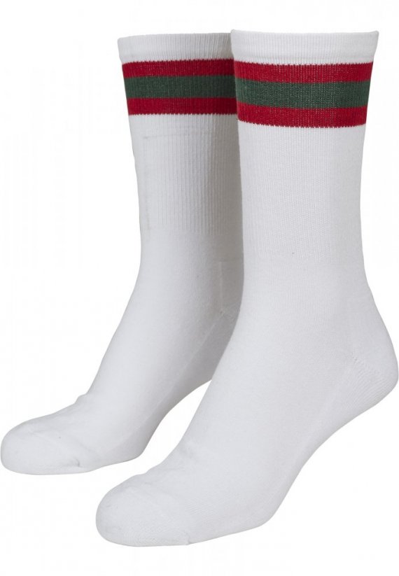 Stripy Sport Socks 2-Pack - white/firered/green