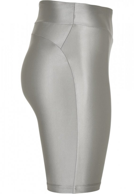 Ladies Highwaist Shiny Metallic Cycle Shorts - darksilver