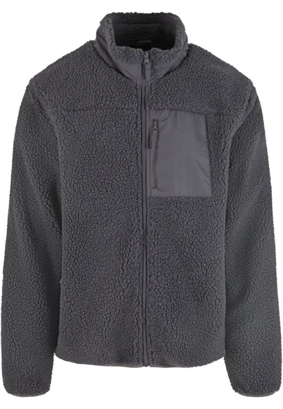 Teddy Jacket With Stand Up Collar black S - cloudgrey