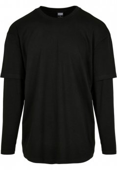 Oversized Shaped Double Layer LS Tee - black/black