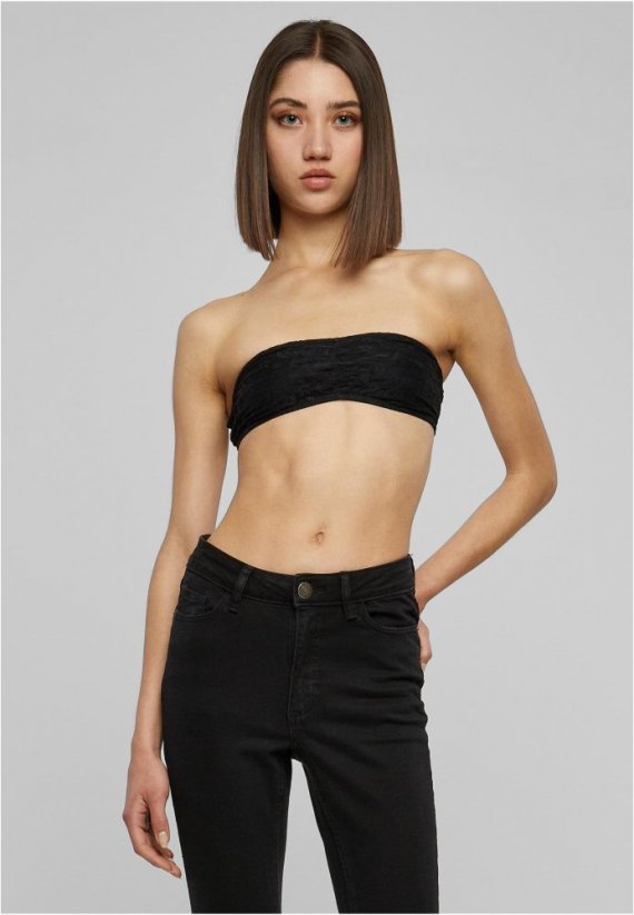 Dámská podprsenka Urban Classics Laces Bandeau - černá