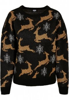 Ladies Oversized Christmas Sweater - black/gold