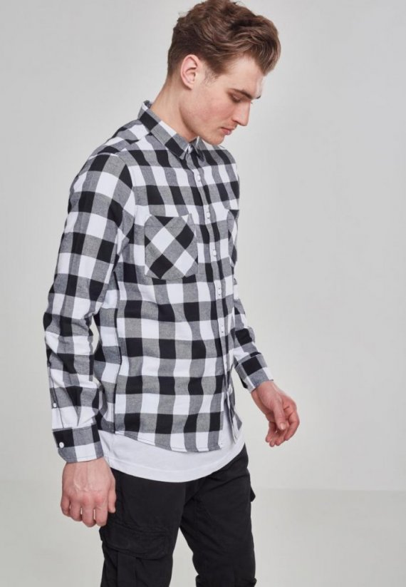 Pánska košeľa Urban Classics Checked Flanell Shirt - čierna,biela