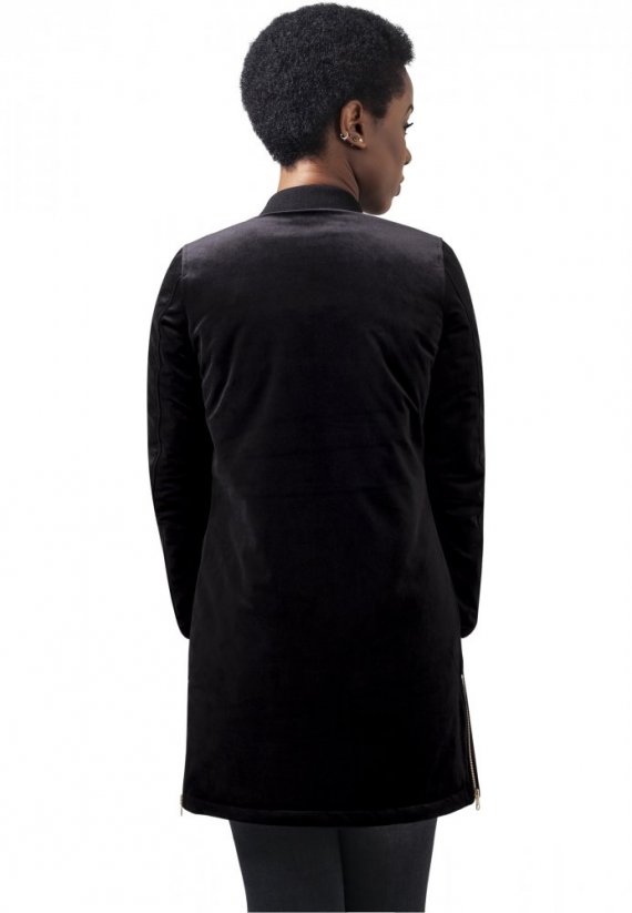 Bunda Urban Classics Ladies Long Velvet Jacket - black