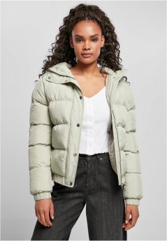 Pastelovo zelená dámska zimná bunda Urban Classics Ladies Hooded Puffer Jacket