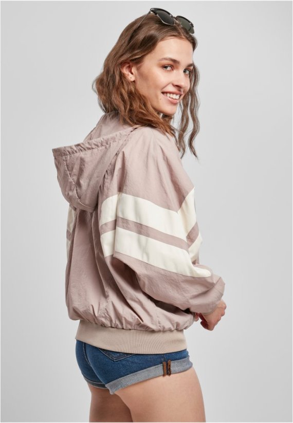 Ladies Crinkle Batwing Jacket - duskrose/whitesand