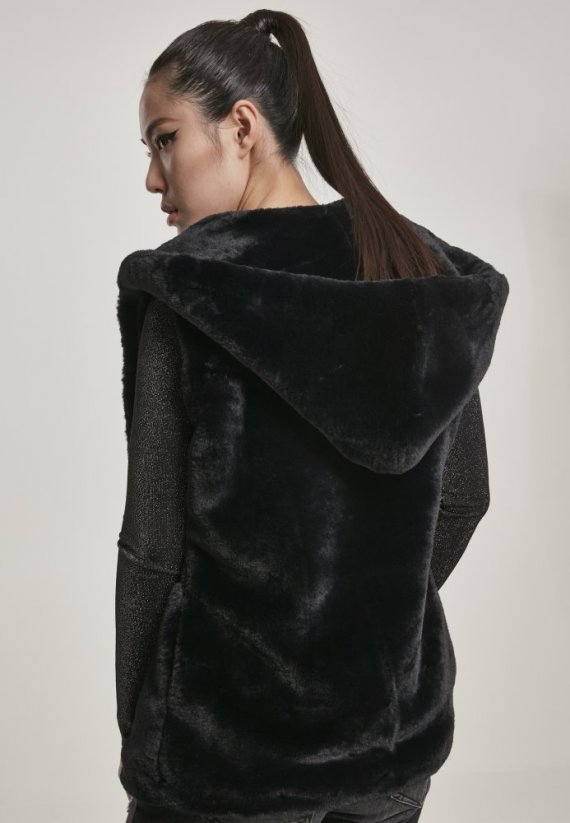 Ladies Hooded Faux Fur Vest