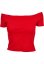 Ladies Off Shoulder Rib Tee - fire red