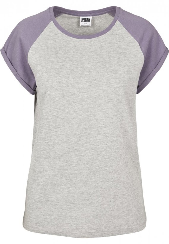 Tričko Urban Classics Ladies Contrast Raglan Tee - grey/dustypurple