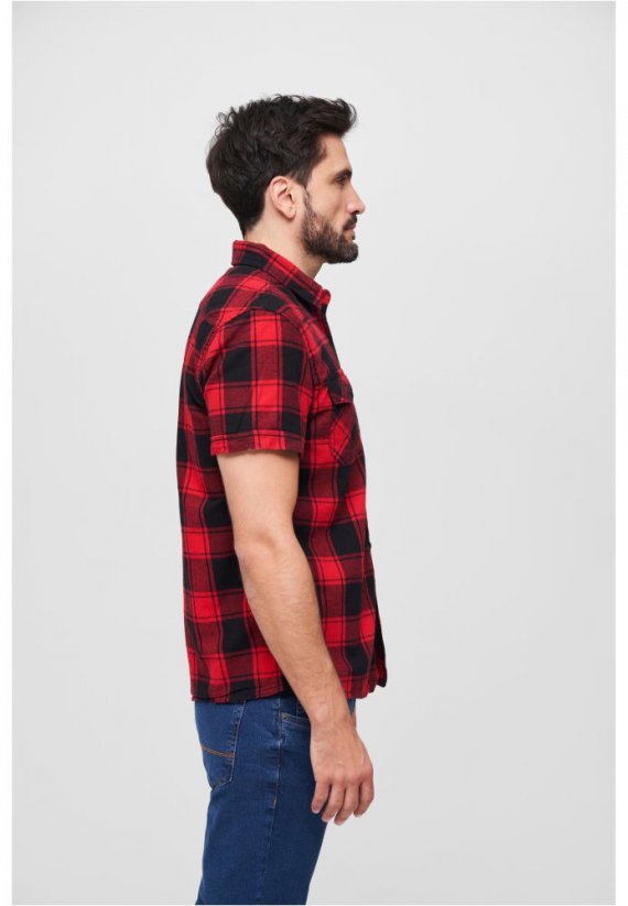 Červeno/čierna pánska košeľa Brandit Checkshirt Halfsleeve