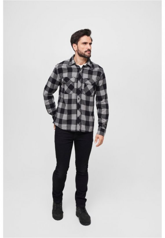 Čierna/tmavo šedá pánska košeľa Brandit Checked Shirt