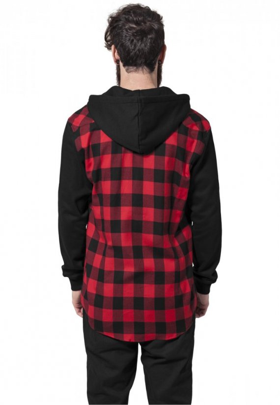 Koszula Urban Classics Hooded Checked Flanell Sweat Sleeve Shirt - blk/red/bl
