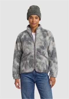 Ladies Printed Sherpa Jacket - greytiedye