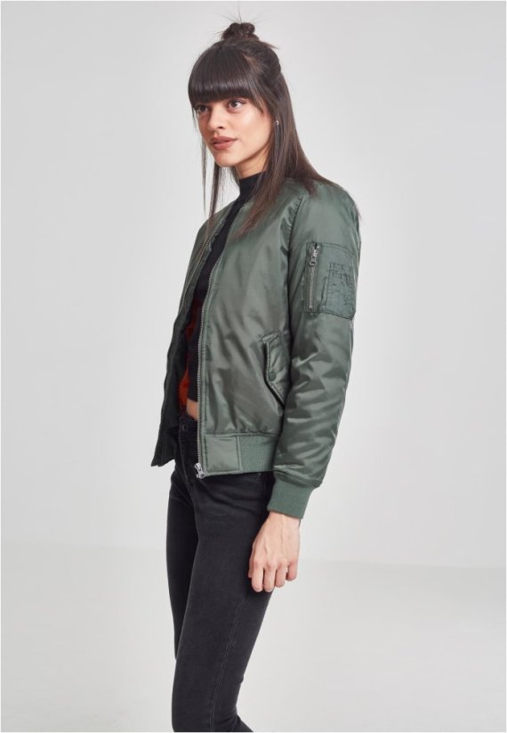 Ladies Basic Bomber Jacket  - olive