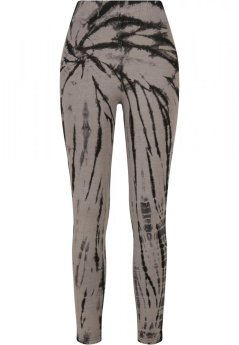 Ladies Cotton Tie Dye High Waist Leggings - black/asphalt