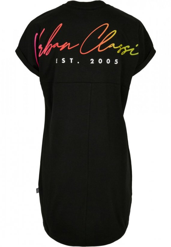 Ladies Rainbow Tee Dress - black