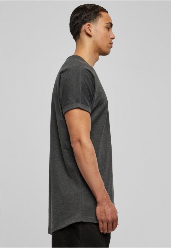 Long Shaped Turnup Tee - charcoal