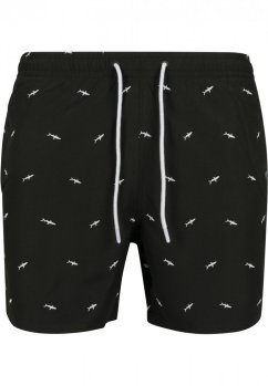 Pánske šortky Urban Classics Embroidery Swim Shorts - shark/black/white