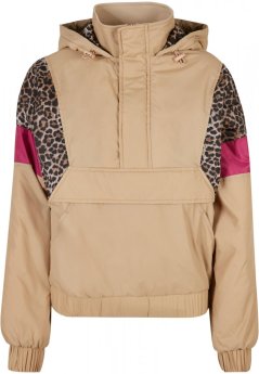 Ladies AOP Mixed Pull Over Jacket - unionbeige/darkleo/w.