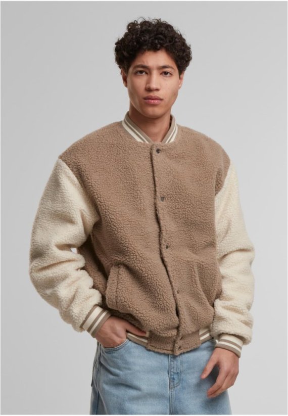 Teddy College Jacket darktaupe L - darktaupe