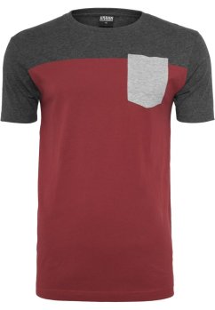 3-Tone Pocket Tee - burgundy/cha/gry