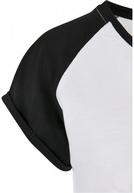 Ladies Contrast Raglan Tee Dress - white/black