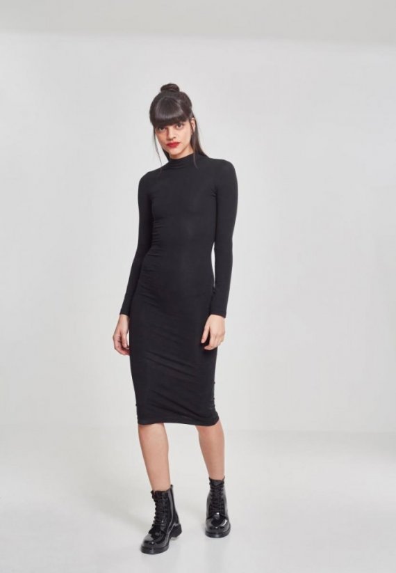 Šaty Urban Classics Ladies Turtleneck L/S Dress - black