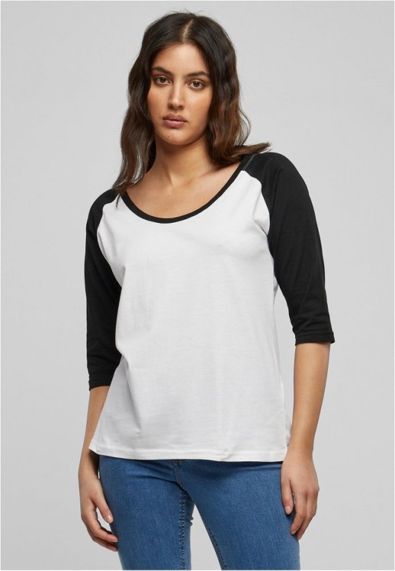 Černo/bílé dámské tričko Urban Classics Ladies 3/4 Contrast Raglan