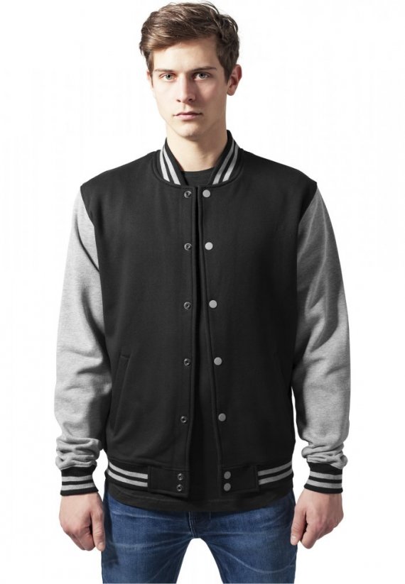 2-tone College Sweatjacket - blk/gry - Velikost: S