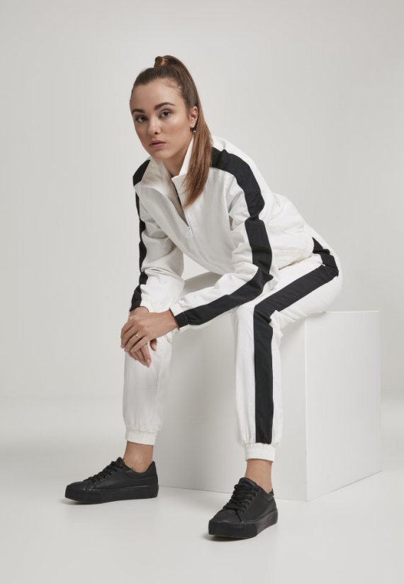Bunda Urban Classics Ladies Short Striped Crinkle Track Jacket - white/black