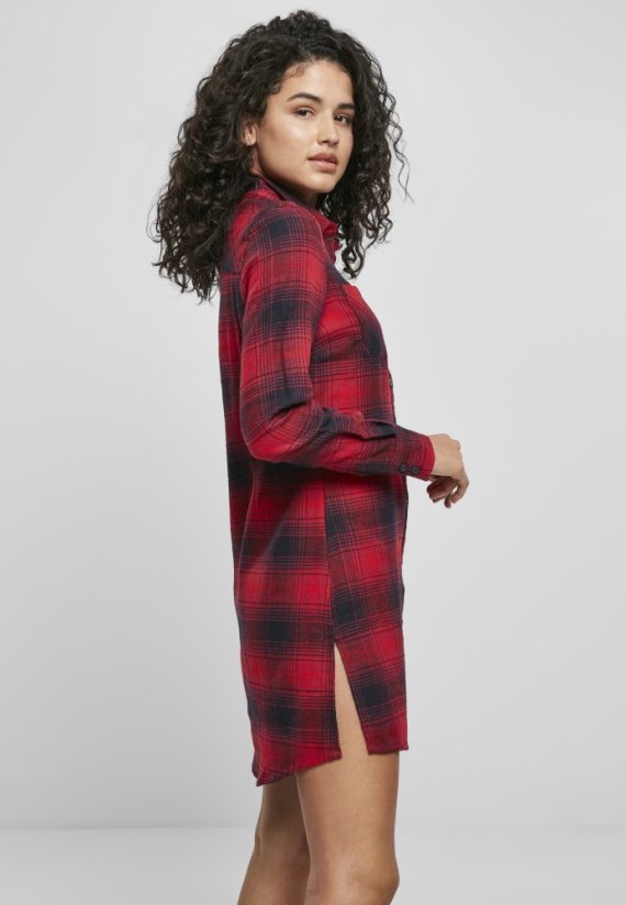 Dámská košile Urban Classics Check Shirt Dress - tmavě modrá/červená