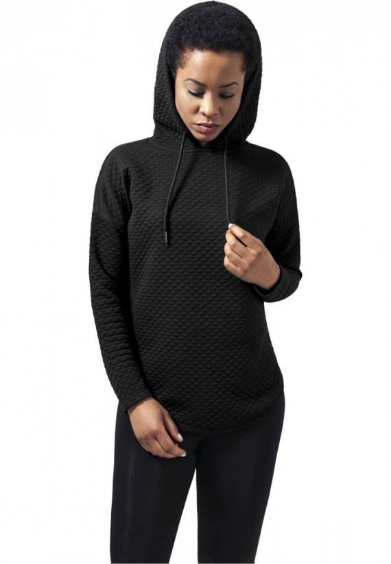 Mikina Urban Classics Ladies Quilt Oversize Hoody - black